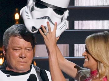 William Shatner dressed as storm trooper.