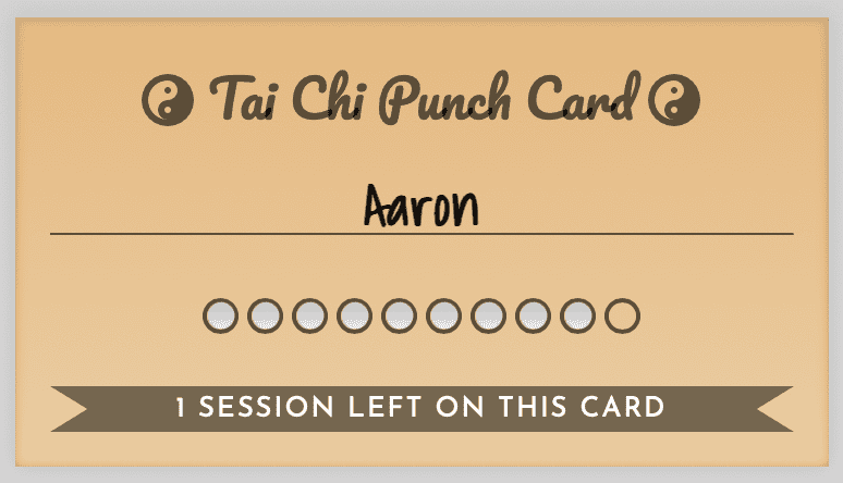 tai chi punch card example